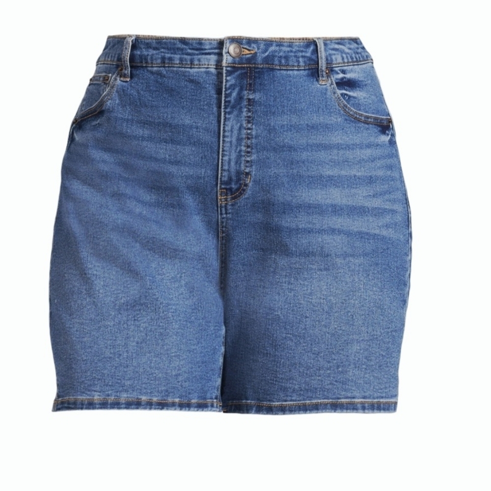 New Terra & Sky Women's Plus Size 4x ( 28w-30w) Bermuda Denim Shorts, 77 Inseam
